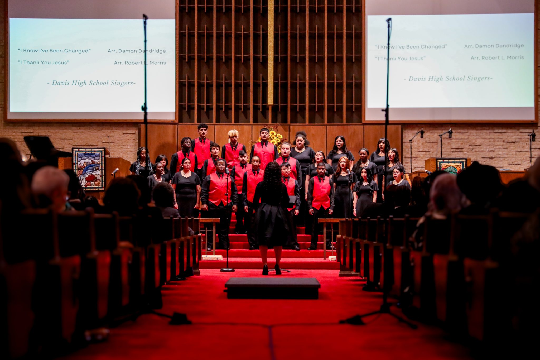 Davis High School Singers, directed by Dorothy Jordan, performing at Westbury United Methodist Church in Houston, TX on Saturday, October 28th, 2023. The performance was during the closing concert for the In A Strange Land Houston Spiritual Festival
